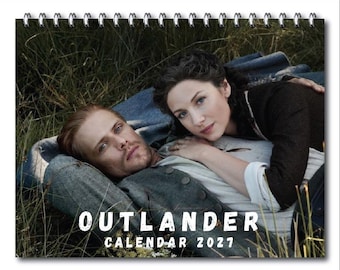Calendario da parete 2027 ispirato a Outlander, stampabile - Fan art di paesaggi delle Highlands - Download digitale 11x8,5 pollici