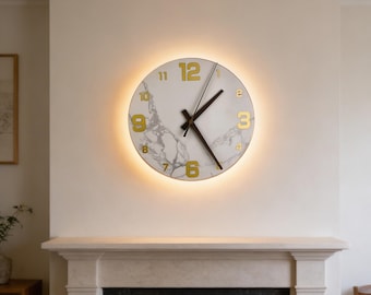 Nowoczesna lampa ścienna LED z zegarem, nordycka okrągła lampa ścienna, minimalistyczna dekoracja do salonu