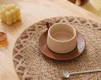 Zestaw podkładek boho z juty, okrągłe, tkane podkładki na stół do jadalni i stolików kawowych