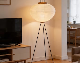 Lampa podłogowa z papieru ryżowego Japandi, japońska latarnia, lampa stojąca