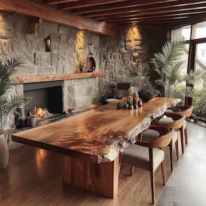 Solid Walnut Dining Table Handmade Rustic Wood Table Artisan Crafted Furniture imagem 13