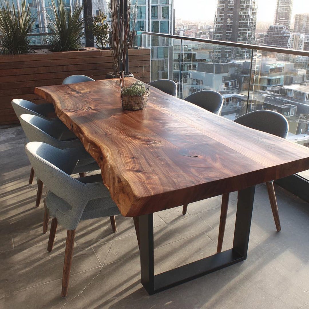 Custom Walnut Live Edge Dining Table, Solid Wood Farmhouse Furniture - Etsy