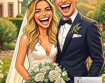 Custom Caricature Portrait from Photo | Personalized Cartoon Family, Couple (Digital Download)