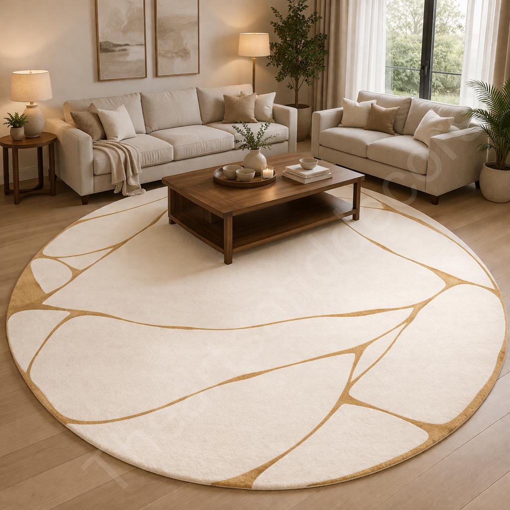 Textured Neutral Round Rug Hand-tufted Wool Round Area Rug: Neutral Abstract Beige Gold Carpet - Etsy