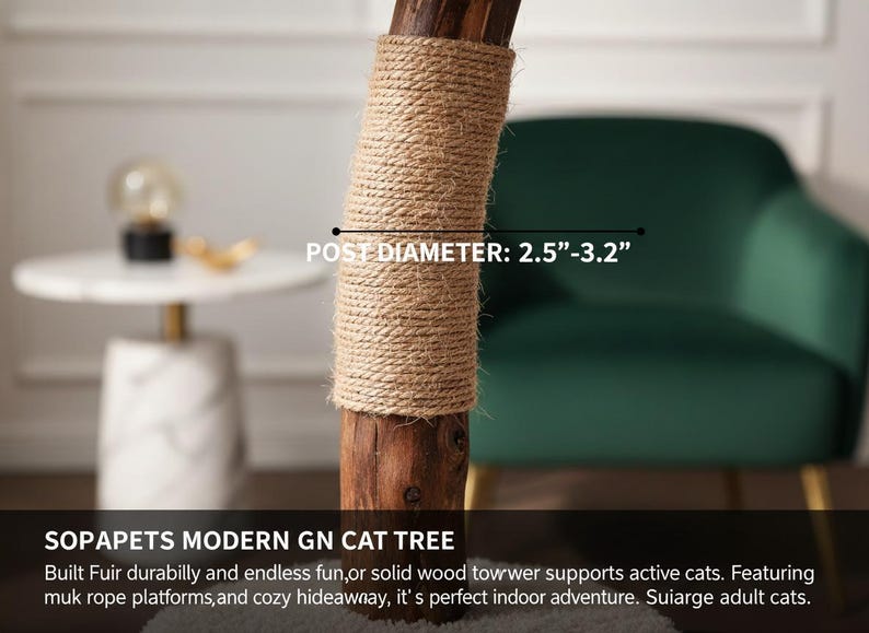 Large Solid Wood Cat Tree Tower, Multi-level Condo With Sisal ...