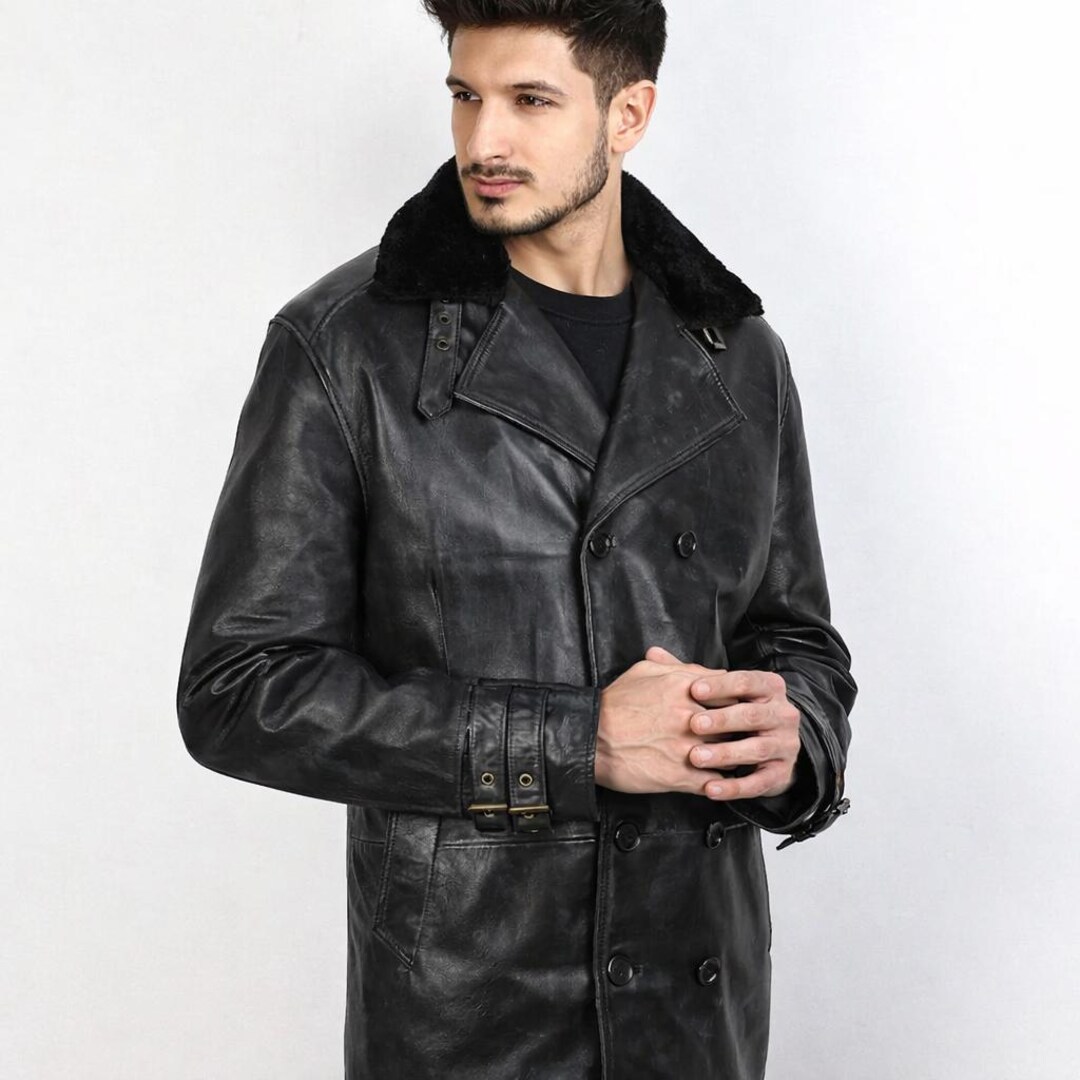 Leon Kennedy RE9 Black Leather Jacket With Fur Collar – Men's