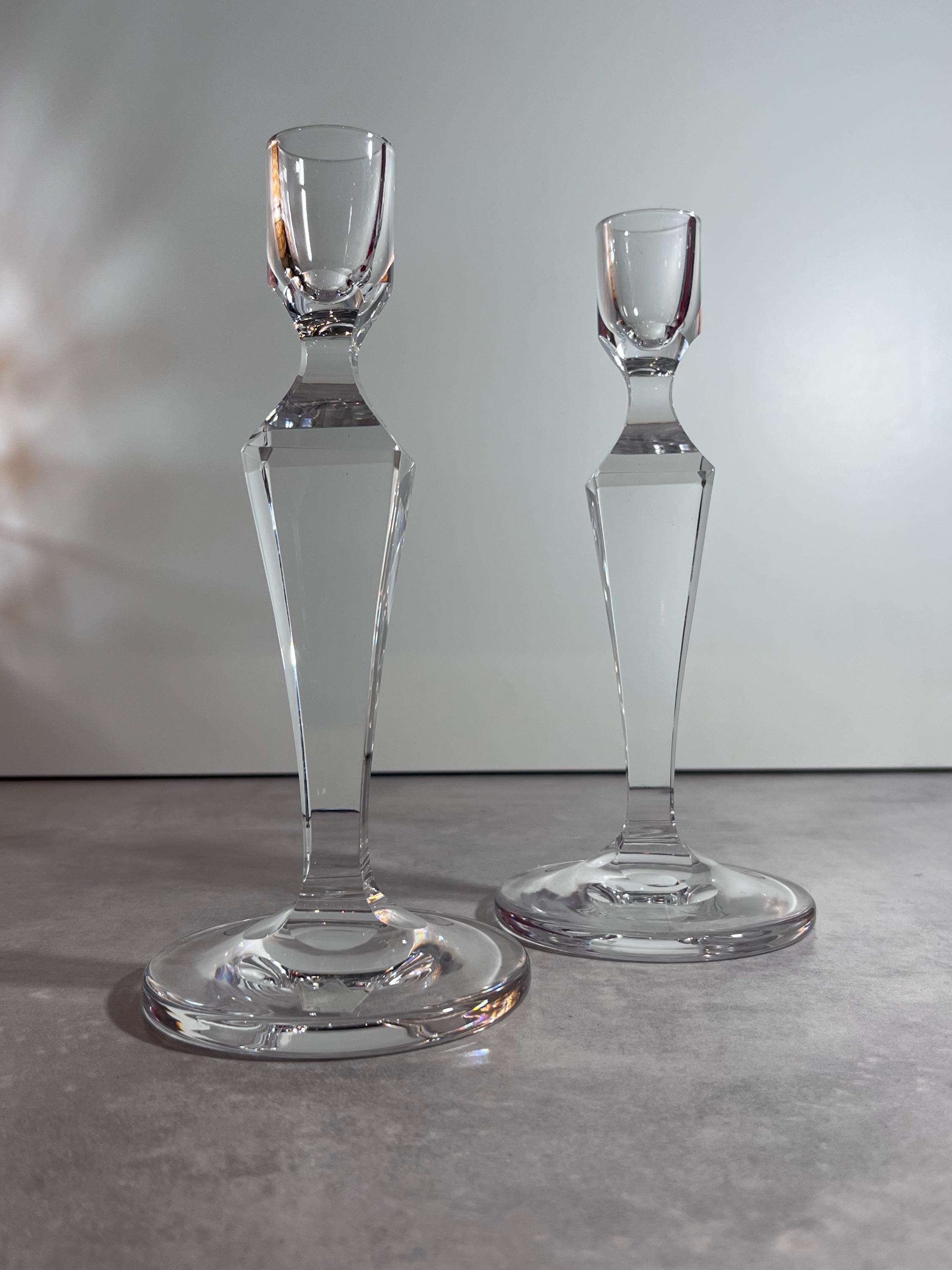 Kosta Boda Candlestick Holders – Clear Art Glass – Vicke