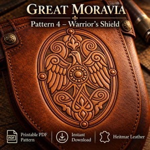 Great Moravia Warrior’s Shield Leather Carving Pattern | 109 × 168 mm Printable PDF