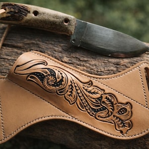 PDF-mönster för knivslida i läder | Mall för blommig snidning i Arizona (digital nedladdning)