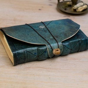 Vintage Notebook, Blue Turquoise Journal Leather, B6 Notebook, Embossed Journal, Old Notebook, Prayer Journal, a6 sketchbook, romantic gift