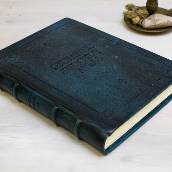 Blue Topaz Journal Relié, Grand album photo personnalisé, Livre d’or de mariage, B4 Blue Notebook, Leather Journal vintage, Blue Journal