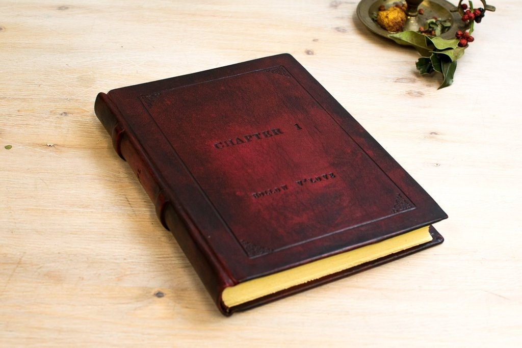 Personalised Fair Trade Small Distressed Leather Photo Album Wedding Album  or Guestbook Acid-free Recycled Khadda Paper 