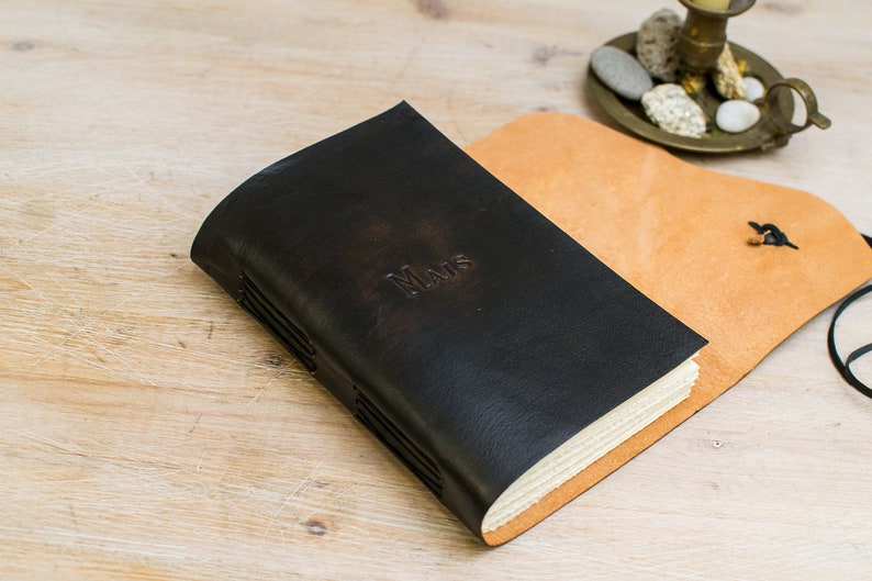 Gothic Journal, Custom Travel Notebook, Black Journal, B6 Notebook, Personalized Sketchbook, Distressed Journal, Vintage Notebook, image 3