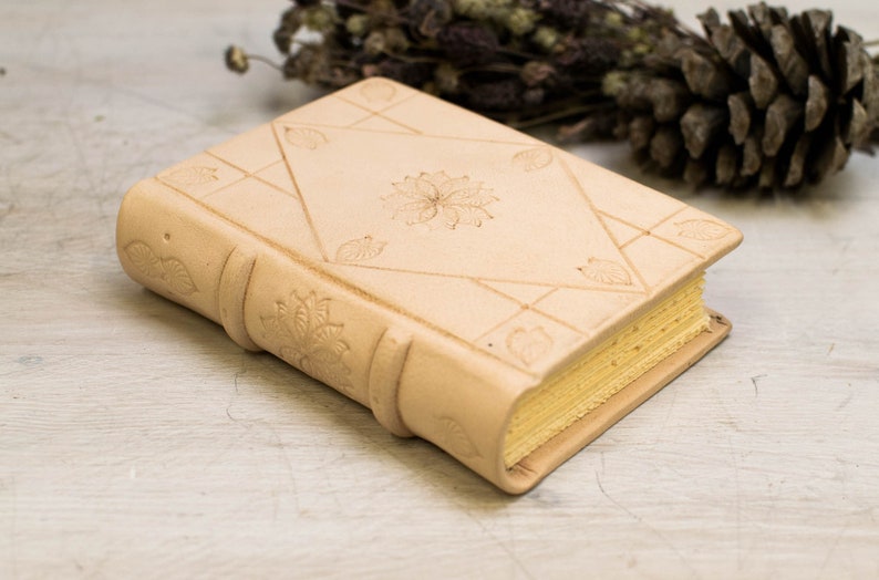 Pocket Notebook Leather, Personalized Journal A7, Tiny Notebook, Mini Journal, White Notebook, Pocket Diary, Little Cream Journal image 1