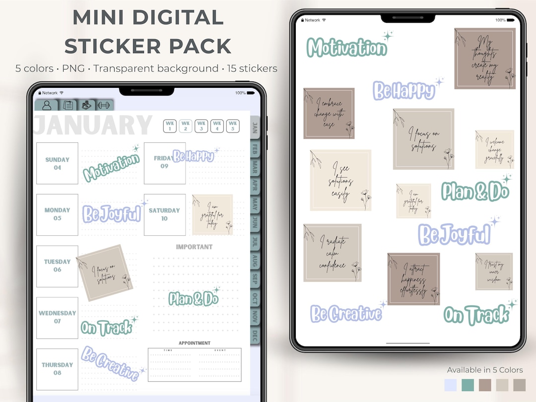 Digital Mini Sticker Pack | 15 Minimal Quotes | Aesthetic Planner ...