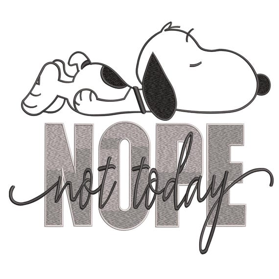 Lazy Dog Embroidery Design: Nope Not Today, Funny Snoopy Style (Instant Download)