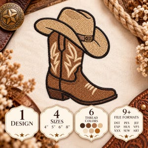 Western Cowboy Boot & Hat Embroidery design – Embroidery File