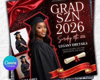 Folleto de graduación, folleto para fiesta de graduación, invitación de graduación, decisión universitaria, folleto de la clase de 2025, anuncio de graduación, Canva editable