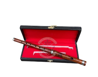 Handcrafted Rosewood Irish Flute 2-part Wooden D Flute with Carry Case