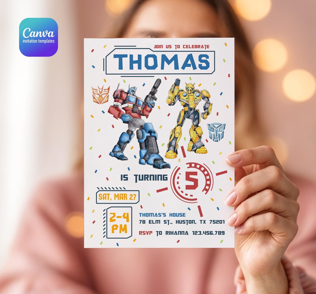 Printable Rescue Bots Birthday Invitation, Optimus Prime Invite ...