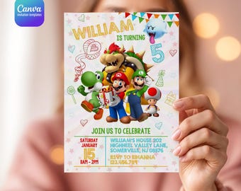 Mario Bros invitation, birthday invite boy girl, Super Mario Movie invitation, instant download, Video Game Birthday invite template