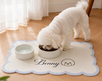 Custom Pet Food Mat, Personalized Non-Slip Placemat, Waterproof Easy Clean Pet Bowl Mat