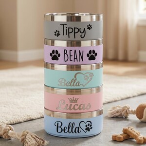 Personalized Stainless Steel Pet Bowl,Custom Name Dog Cat Bowl,Engraved Name and Insulated Pet Feeder, Custom Name Insulated Water Dish image 2