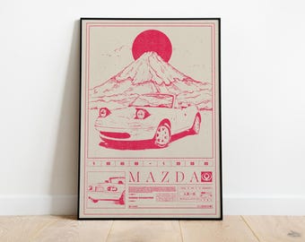 Mazda MX5 Miata Retro Poster | Framed&Unframed
