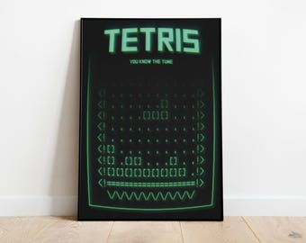 Tetris Poster | Retro Arcade Pixel Art | Gamer Room Decor