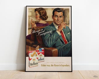 Vintage Advertisement Style Poster | Mid Century Couple Wall Art