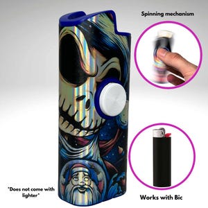 FLKR LYTR®  Fidget Spinner Lighter Case "Jack Skelly" for Bic® Spinner Lighter Case