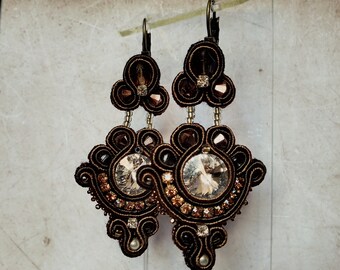 Boucles d'oreilles marron Cristal Swarovski