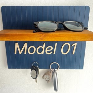 Magnetisch sleutelrek met acaciahouten plank – gepersonaliseerde moderne wandhouder, minimalistische halorganizer