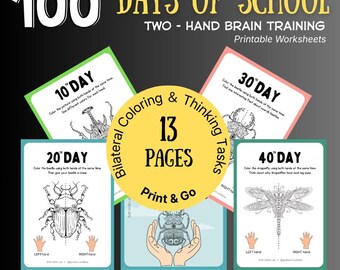 Two-Hand Coloring Worksheets | Bilateral Brain Activity for Kids