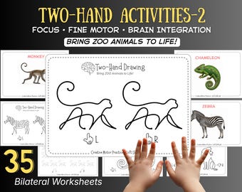 Zoo | Bilateral Coordination Worksheets | Fine Motor & Focus Activities | OT