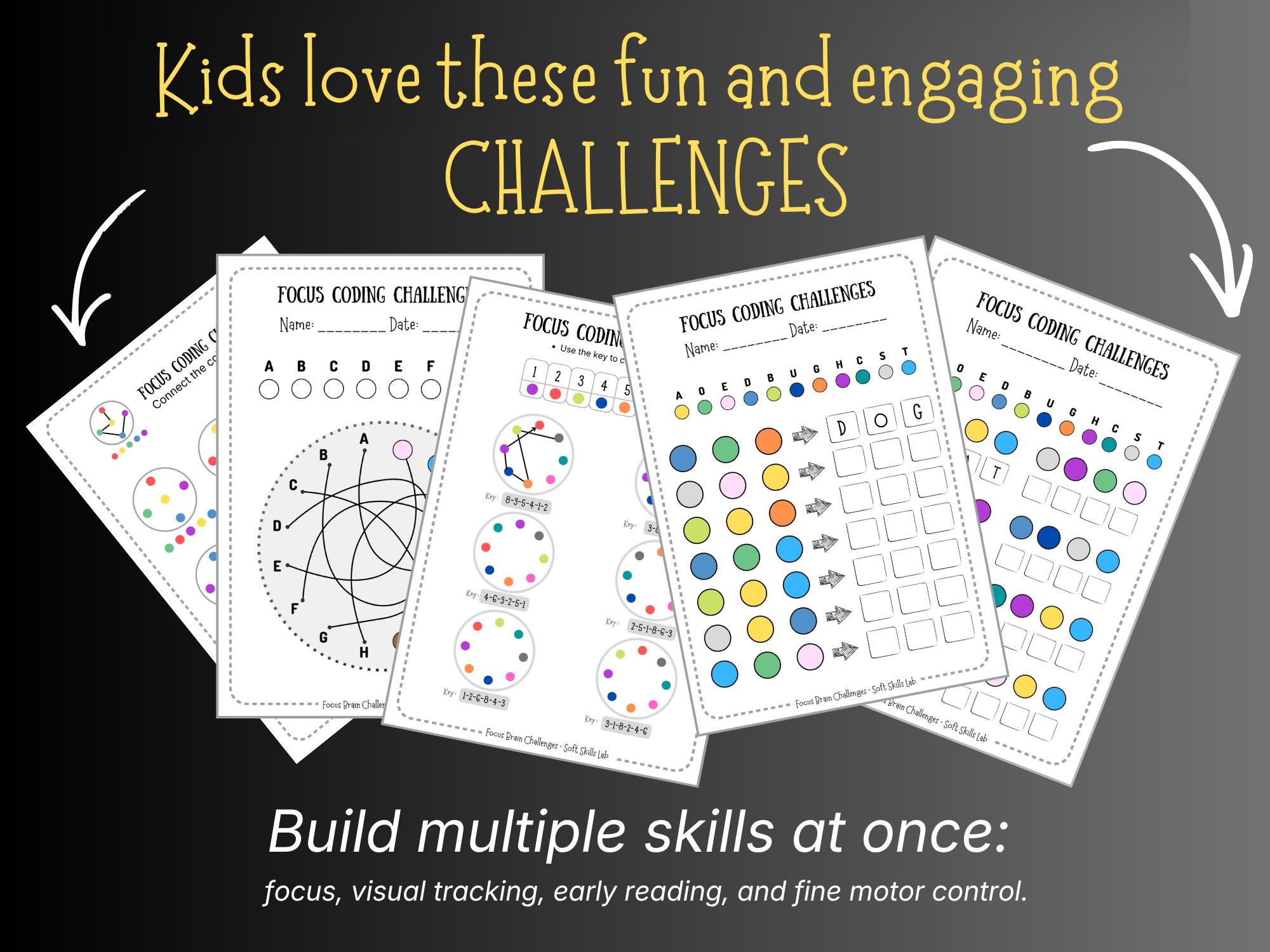 Coding Course Etsy Focus Coding Worksheets for Kids | Brain Training Activities (A4 & US ...