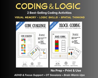 Kids Coding Logic Activities | Visual Memory, Spatial Reasoning Printables (PDF Download)