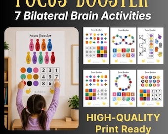 ADHD Brain Activities for Kids | Bilateral Coordination & Focus Worksheets | Executive Function Printable