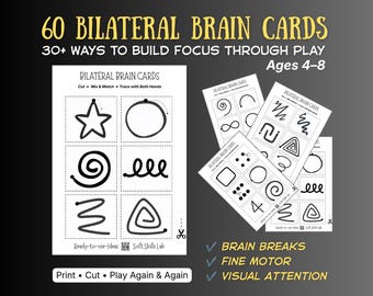 Bilateral Brain Cards for Kids | Brain Break Activities | Fine Motor & Visual Attention | Printable PDF