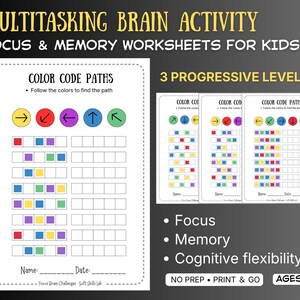 Focusactiviteiten voor kinderen | Kleurcodepaden | OT-werkbladen voor kinderen van 4-8 jaar