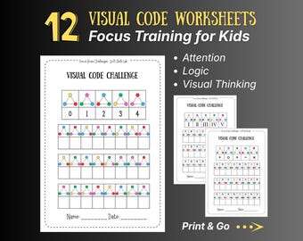 Focus & Attention Worksheets for Kids | Visual Code Activities PDF