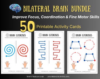 Bilateral Brain Exercises for Focus & Coordination | Fine Motor Worksheets Bundle | Ages 4–7
