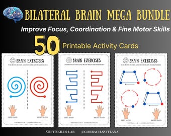 Bilateral Brain Exercises for Focus & Coordination | Fine Motor Worksheets Bundle | Ages 4–7