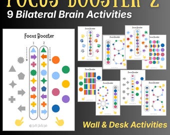 Bilateral Brain Exercises for Kids, Focus Attention Worksheets, Coordination, Brain Gym, ADHD Printable