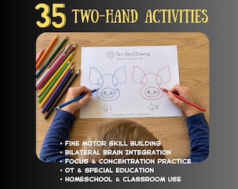 Two-Hand Drawing Farm Animals | Bilateral Coordination Printable | Fine Motor & OT Activities