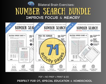 Number Search Worksheets Bundle | Focus & Memory Brain Exercises (Printable PDF)