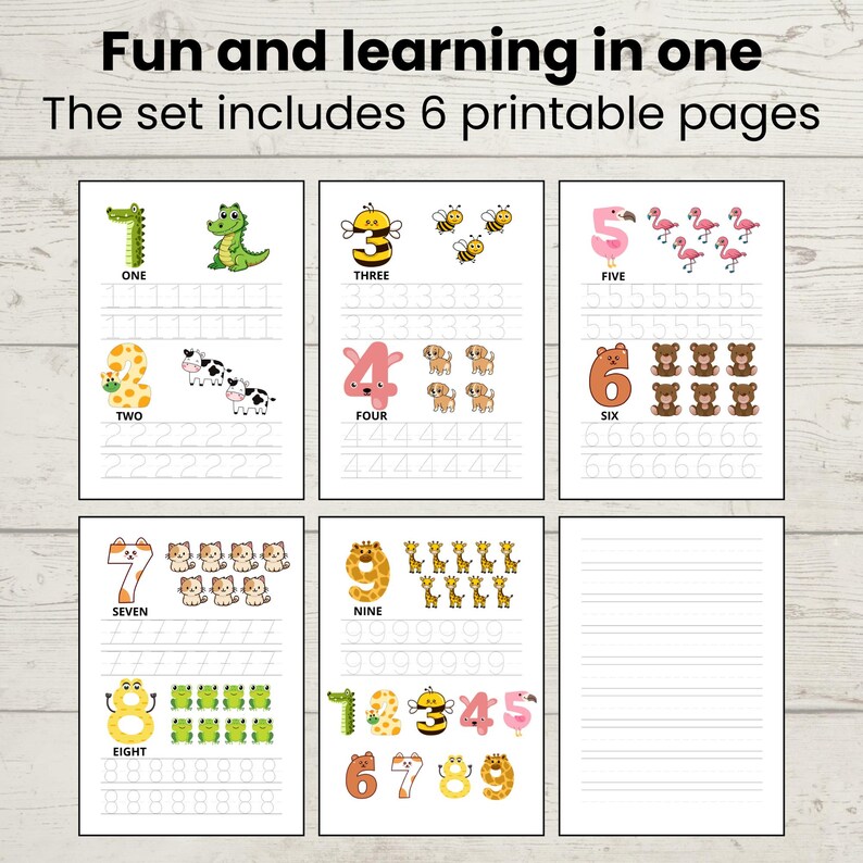 Numbers 1–9 Worksheets With Animals | Counting & Tracing | Fine Motor ...