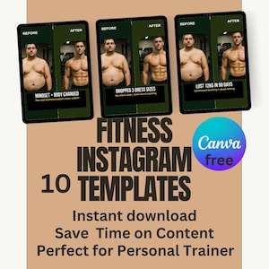 Vorher Fitness Vorlagen Canva | Transformation Post Instagram | Gym Coach Social Media Kit | Kundenergebnisse Bearbeitbare Posts