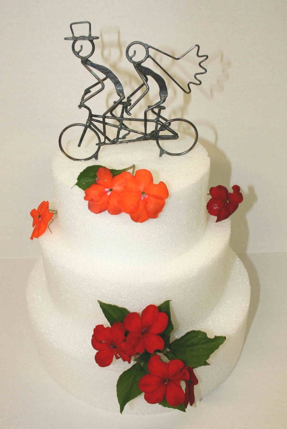Bride and Groom Tandem Bike Wedding Cake Topper Etsy