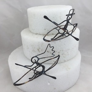 Bride and Groom in Simplified Kayaks Wedding Cake Toppers
